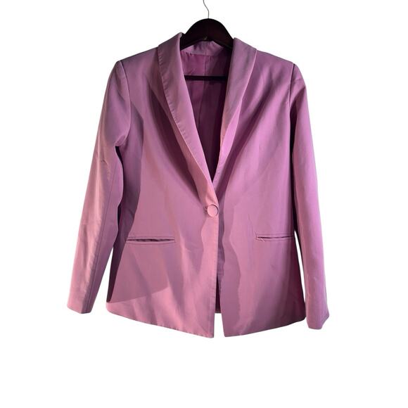 Womens Spring One Button Pink Small Jacket Chic Office Suit Office Blazers Lined - Picture 1 of 8